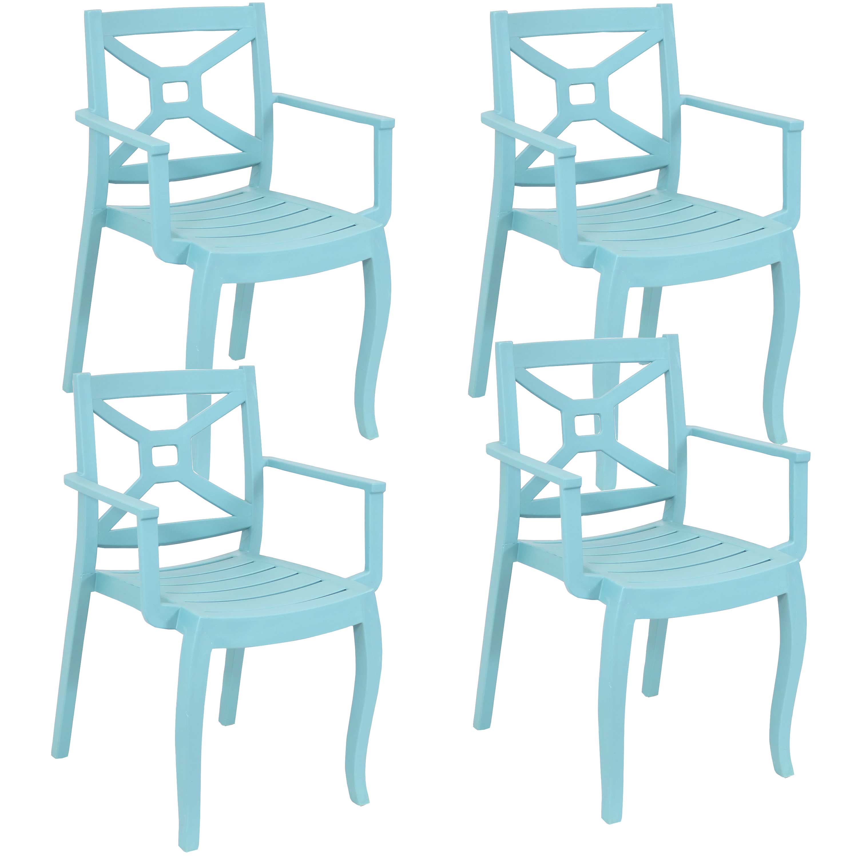 Sunnydaze Tristana Plastic Outdoor Dining Armchair - Spring Blue - Set of 4 - image 1 of 10