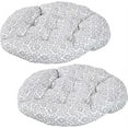 thumbnail image 1 of Sunnydaze Tufted Large Round Floor Cushion - Set of 2 - Unique Outdoor/Indoor Chair Cushions or Meditation Cushions - 300D Olefin with Polyester Fill - 22-Inch Diameter - Gray Damask, 1 of 6