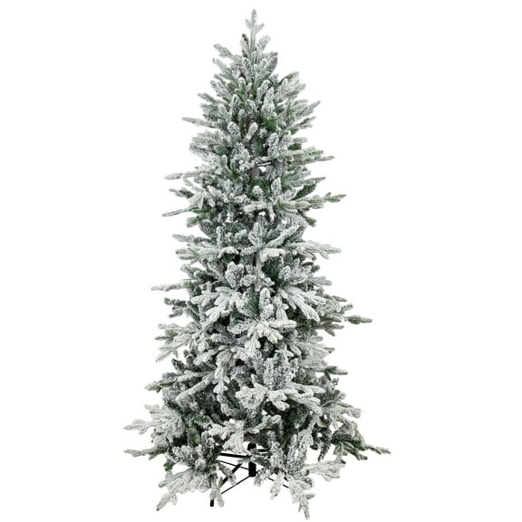 Sunnydaze Unlit Slim and Stately Flocked Artificial Christmas Tree 6 ft, Green