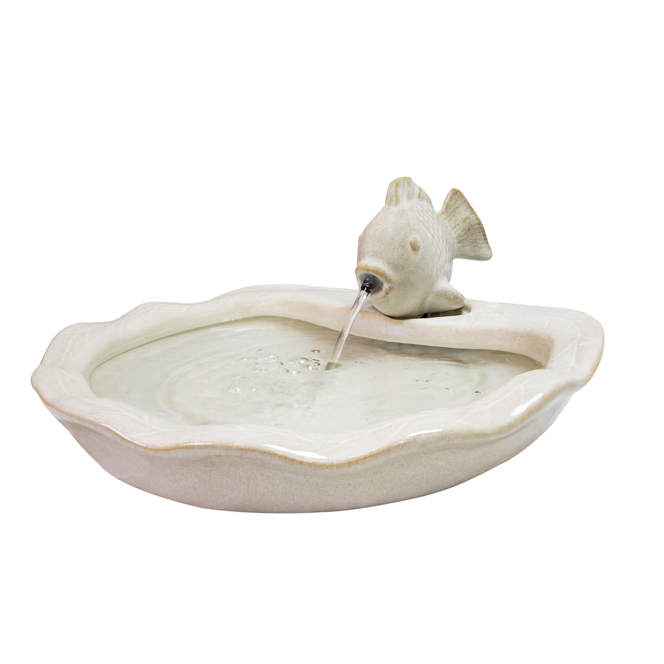 Sunnydaze White Fish Glazed Ceramic Outdoor Water Fountain