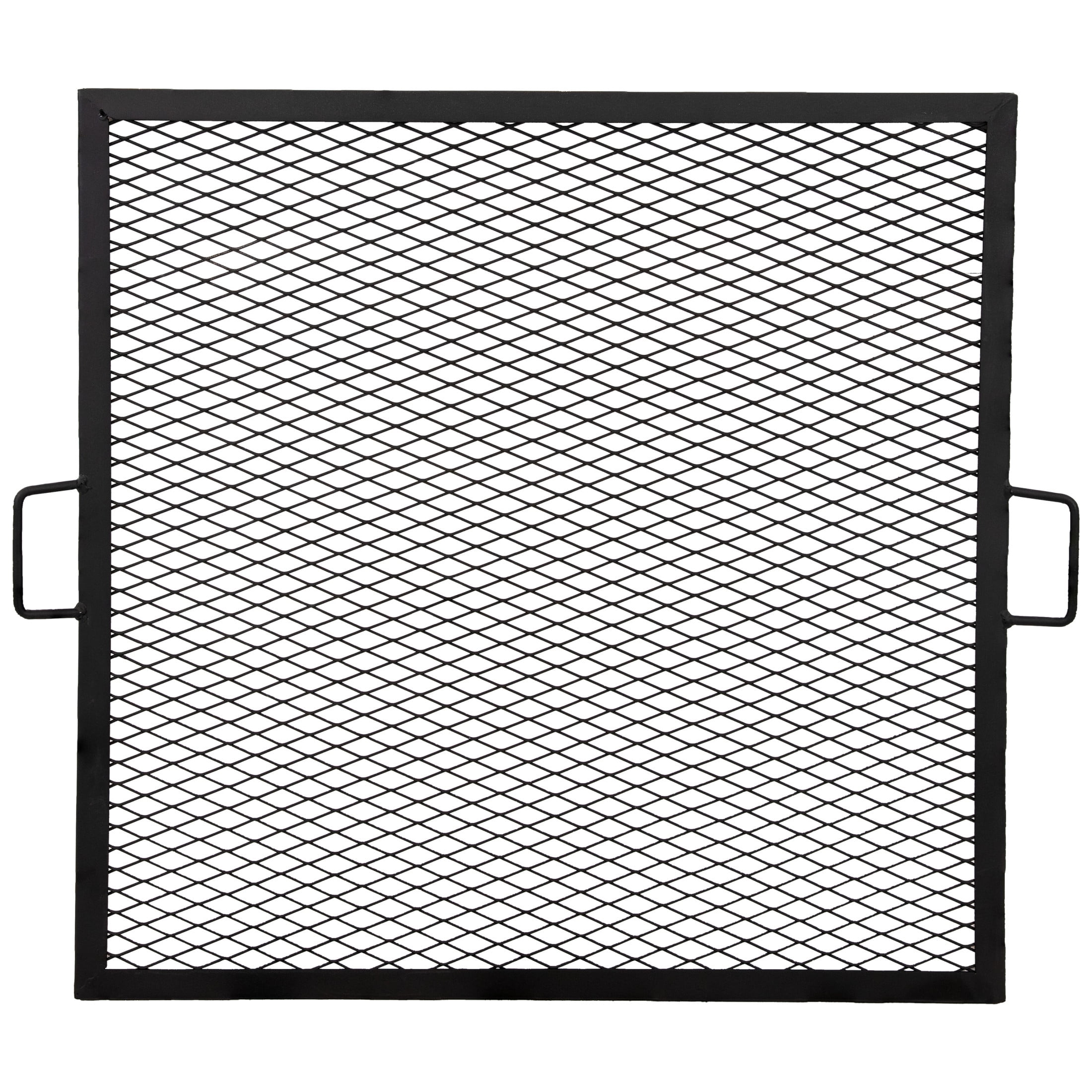 Heavy-Duty Black Steel Square Fire Pit Cooking Grill with Handles