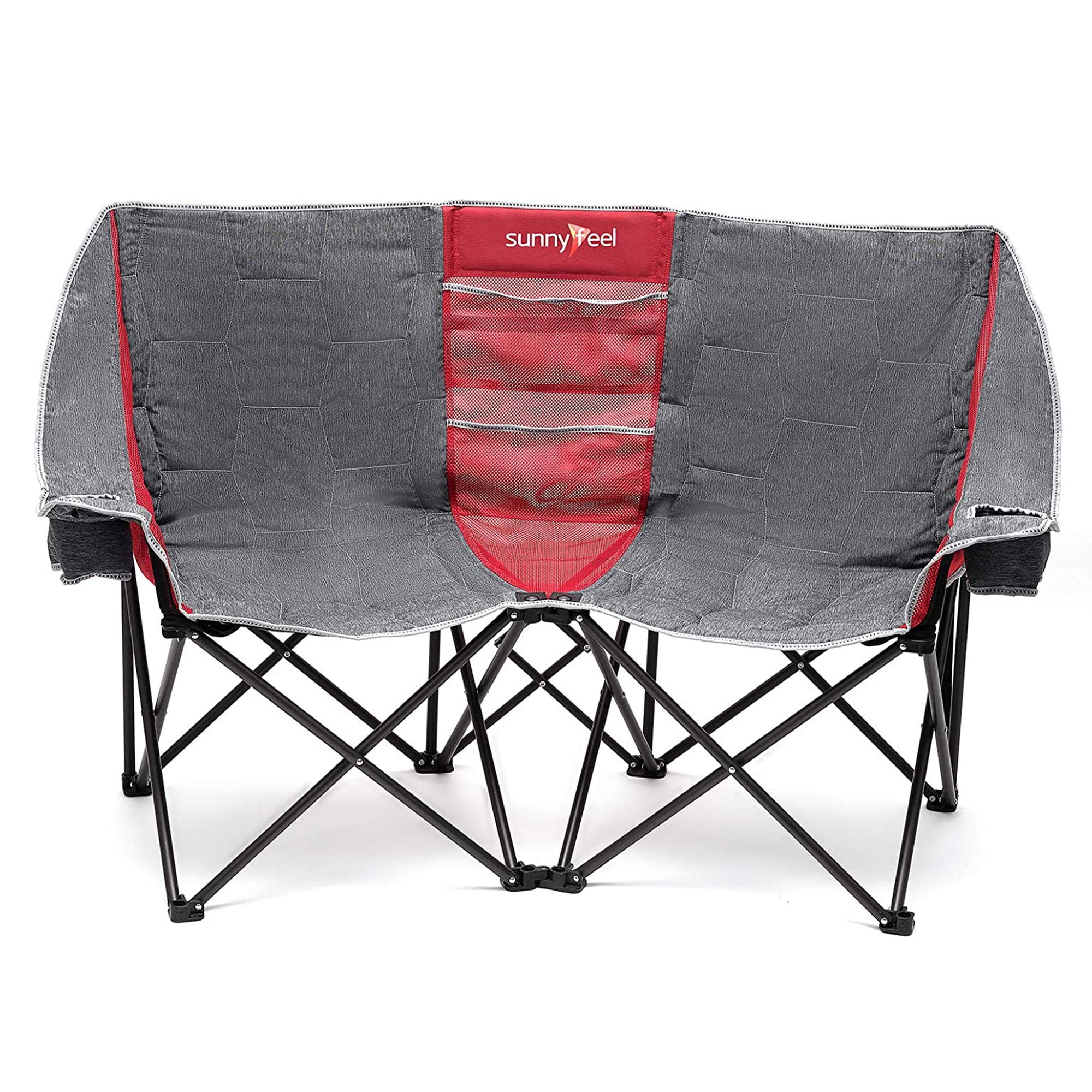 Sunnyfeel Double Folding Camping Chair, Oversized Loveseat Chair, Heavy Duty Portable/Foldable