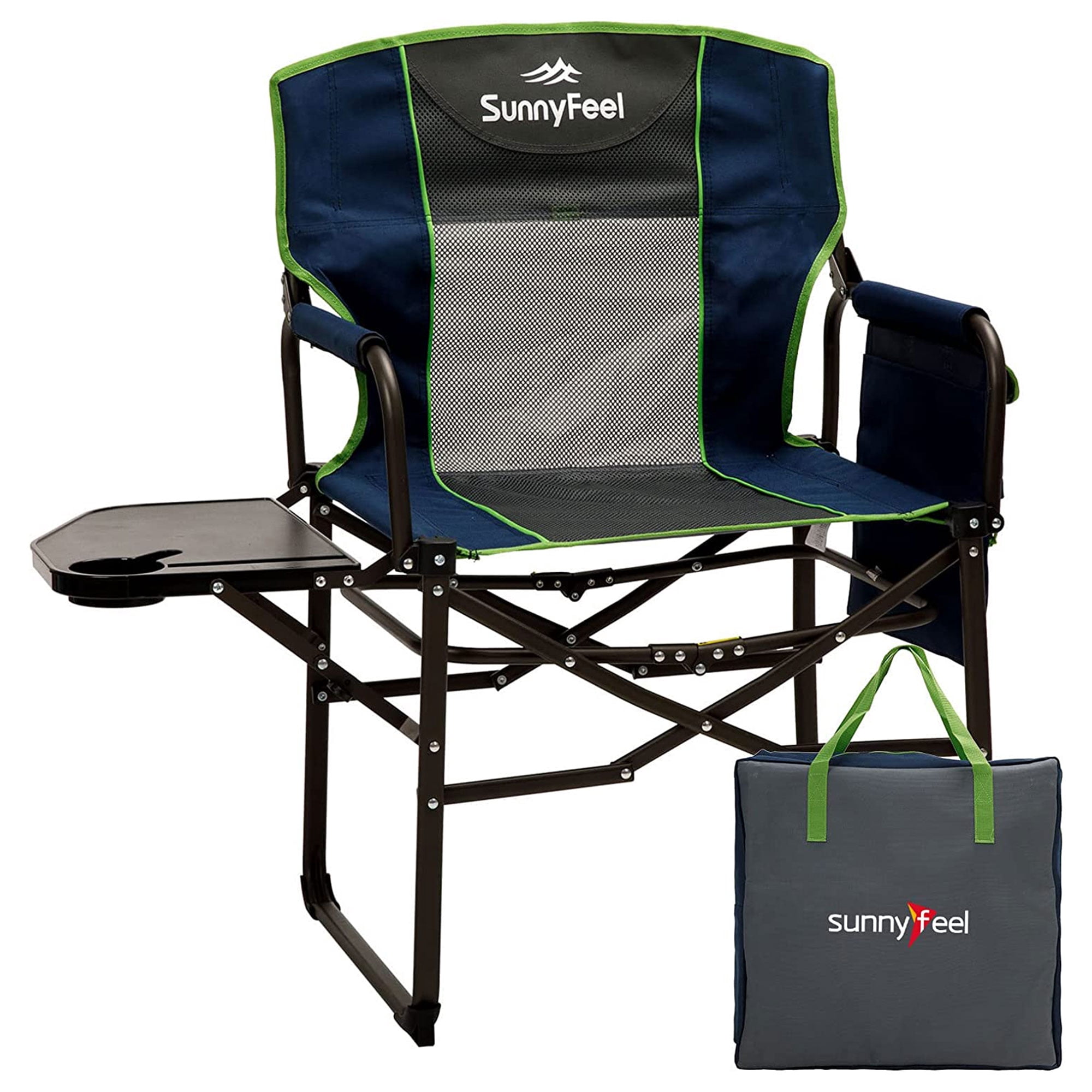 Sunnyfeel Portable Folding Directors Camping Chair with Side Table