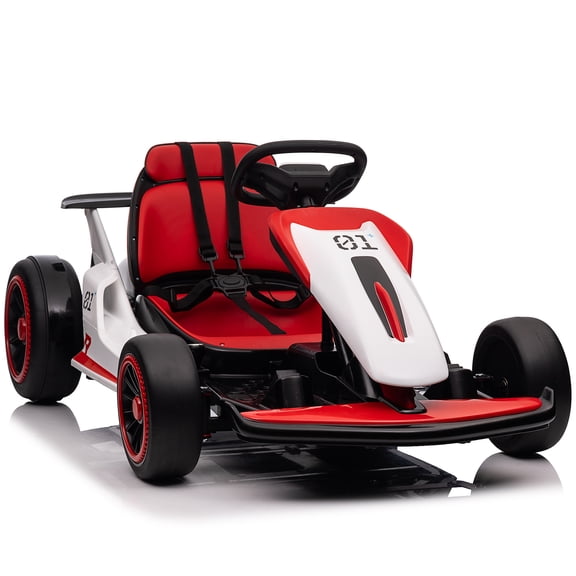 Sunnyfree 24V Kids Electric Go Kart, Metal Frame Ride on Toys Drift Kart with 300W Motors, 2 Speed Modes, Kids Electric Car for Ages 6-12, Red