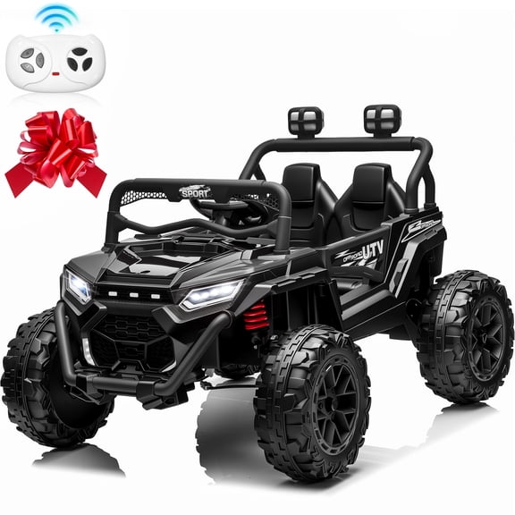 Sunnyfree 24V Ride On Toys, 800W 2 Seater Power Car Wheel with Romote Control, Spring Suspension, Bluetooth Music, Black