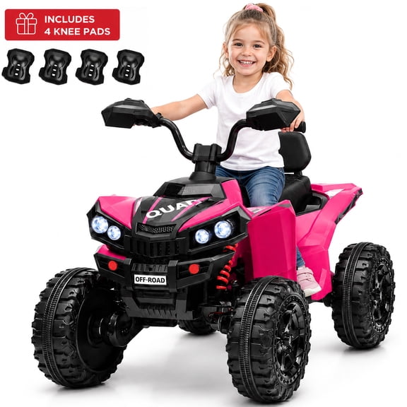 Sunnyfree 4WD 24V Kids ATV, 800W Ride on Toys with 2 Seater, 4 Wheeler Electric Quad with Spring Suspension, Bluetooth, Music, Led Lights, Pink