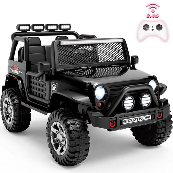 Sunnyfree 24 Volt Ride on Toys, 4WD 800W Power Car Wheel with Remote, 24V Ride ons with 2 Seater, Electric Car for Kids with Bluetooth, LED Lights, Seat Belt & Lockable Doors, 3-8, Black