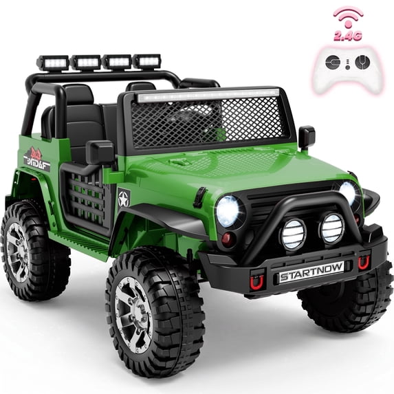 Sunnyfree 24 Volt Ride on Toys, 4WD 800W Power Car Wheel with Remote, 24V Ride ons with 2 Seater, Electric Car for Kids with Bluetooth, LED Lights, Seat Belt & Lockable Doors, 3-8, Green