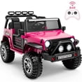 thumbnail image 1 of Sunnyfree 24 Volt Ride on Toys, 4WD 800W Power Car Wheel with Remote, 24V Ride ons with 2 Seater, Electric Car for Kids with Bluetooth, LED Lights, Seat Belt & Lockable Doors, 3-8, Pink, 1 of 13