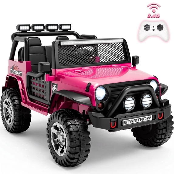Sunnyfree 24 Volt Ride on Toys, 4WD 800W Power Car Wheel with Remote, 24V Ride ons with 2 Seater, Electric Car for Kids with Bluetooth, LED Lights, Seat Belt & Lockable Doors, 3-8, Pink