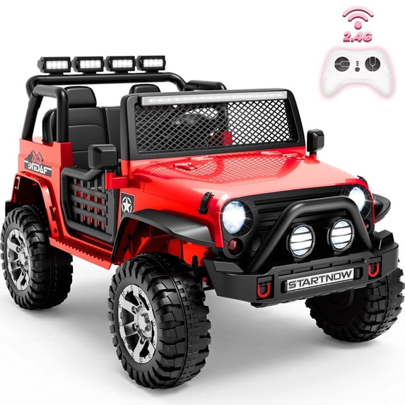 Sunnyfree 24 Volt Ride on Toys, 4WD 800W Power Car Wheel with Remote, 24V Ride ons with 2 Seater, Electric Car for Kids with Bluetooth, LED Lights, Seat Belt & Lockable Doors, 3-8, Red