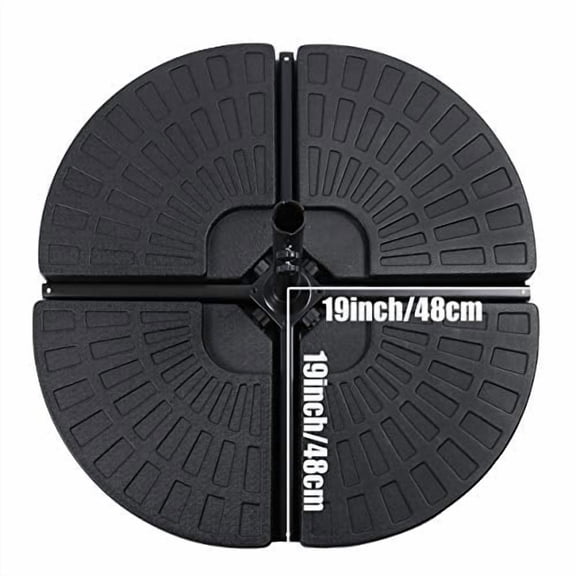 Sunnyglade 18.9" 4Pcs 13L Fan Shaped Water or Sand Filled Umbrella Base/Fan Style Self-Filled Cantilever Offset Umbrella Base Stand Suitable for All Kinds of Cross Tiles (Black)