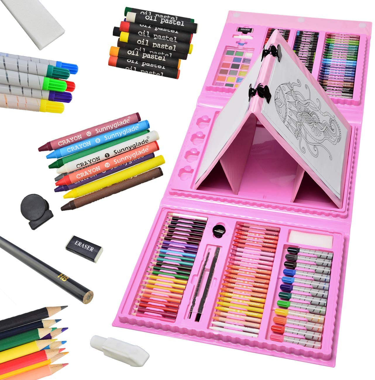 https://i5.walmartimages.com/seo/Sunnyglade-185-Pieces-Double-Sided-Trifold-Easel-Art-Set-Drawing-Box-Oil-Pastels-Crayons-Colored-Pencils-Markers-Paint-Brush-Watercolor-Cakes-Sketch_117d6006-a2df-49c0-a361-0d69bee30e48.551dea26c83bedb3292ad6781892007a.jpeg