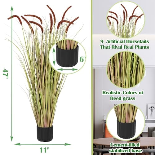 Sunnyglade 4 FT 2-Pack Artificial Horsetail Reed Grass, Fake Topiary ...