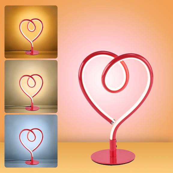 Sunnyin Heart LED Table Lamp, Touch Dimmable, Aluminum, 12.2 in, Red, 1-Pack