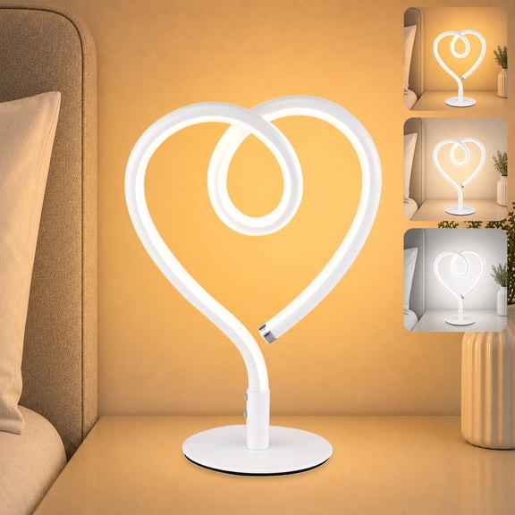 Sunnyin Heart LED Desk Lamp, USB Adapter Included, 12.2 in H, White, 1-Pack