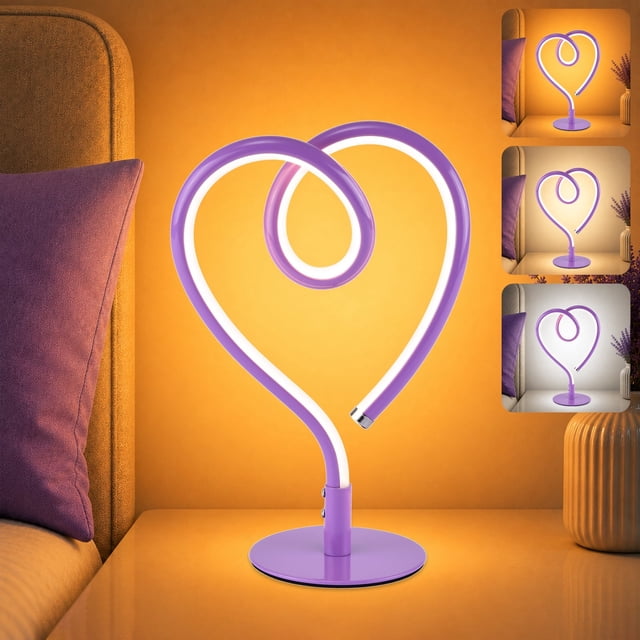 Sunnyin Purple Modern Table Lamp, 3 Color Temperatures with Touch ...