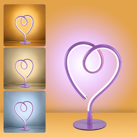 Sunnyin Purple Table Lamp with USB Adapter 3CCT Led Lights Lamps for Bedroom