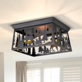 thumbnail image 1 of Sunnyin Rustic Flush Mount Ceiling Light,Farmhouse Deer Close Ceiling Light Fixtures,2-Light Square Metal Black Chandelier for Kitchen,Hallway,Entryway,Bathroom,Bedroom,Living Room,Dining Room C108, 1 of 3