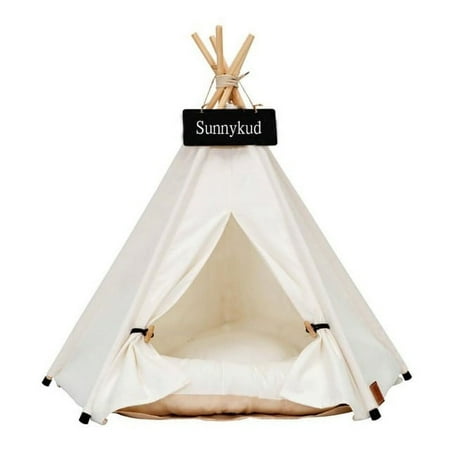 Pet Tent House puppy bed cat teepee Portable Teepee With Thick Cushion And 6 Colors Available For Dog Puppy Excursion Outdoor Indoor 60cm