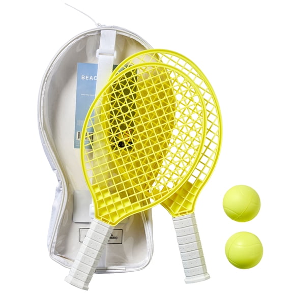 Sunnylife: Beach Rackets - La Mer Limon - 2 Soft Foam Handle Bats & 2 Ball Game Set, Outdoor-Party-Poolside-Water Play, Travel Carry Case, Family-Kids