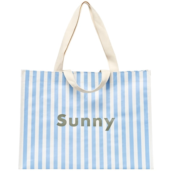 Sunnylife: Carryall Beach Bag - La Mer Med Blue Stripe - 22x17" Oversized Shoulder Storage Tote, Waterproof-Lightweight, Drainage Holes, Pool-Outdoor