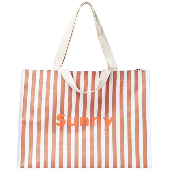 Sunnylife: Carryall Beach Bag - Tierra Clay Stripe - 22x17" Oversized Shoulder Storage Tote, Waterproof, Lightweight, Drainage Holes, Pool & Outdoor