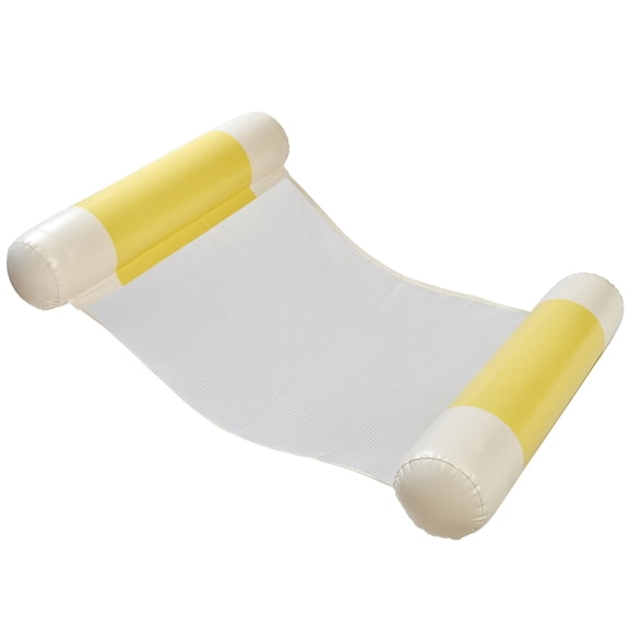 Sunnylife: Floating Hammock - La Mer Limon - Yellow-Cream, Inflatable Side Bolsters, Mesh Bottom, Lay & Sit Pool & Water Lounger, 175lb Cap Teen-Adult