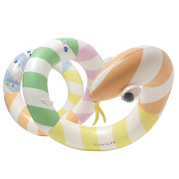 Sunnylife: Giant Inflatable Noodle - Poolside Sorbet Stripe - 96" Oversized Inflatable Twisting Snake Body Tube, Pastel, Pool & Water Play, Kids 6+