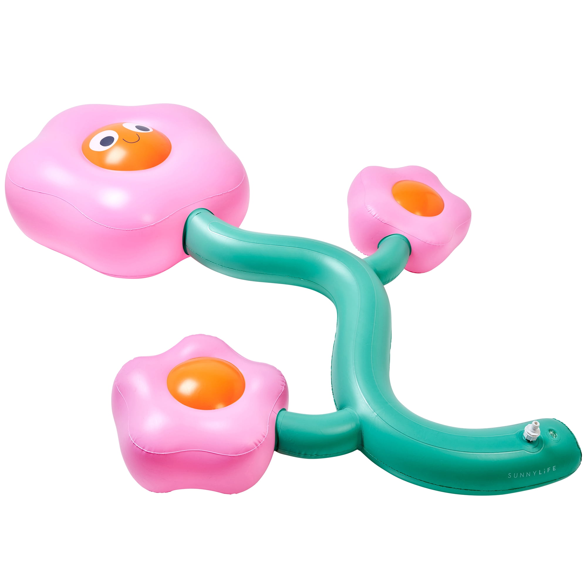 Sunnylife: Inflatable Sprinkler - Poppy the Peach - 88" Pink-Orange Character Flower Shaped Water Sprayer, Ground Lay-Flat Design, Kids Outdoor Play