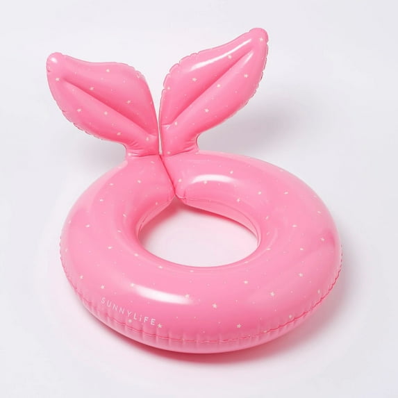 Sunnylife: Kiddy Pool Ring - Ocean Treasure - Pink & Stars, Inflatable Float, Fish Tail, Split Design-Easy Entry & Exit, Pool & Water Toy, Kids Age 3+