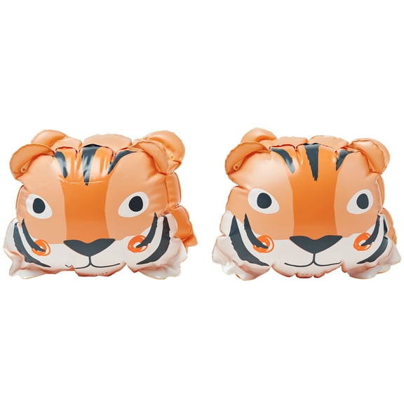 Sunnylife: Kids Inflatable Arm Bands - Tino The Tiger - 2 Orange Animal-Shaped Floaties, Flotation Devices, Pool-Water-Swimming Accessories, Ages 3+