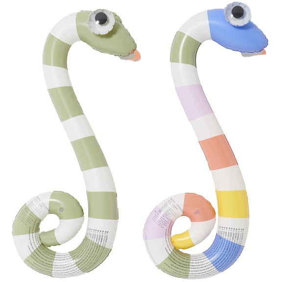 Sunnylife: Kids Inflatable Noodles - Into the Wild Snakes - 2pk Shaped Pool Floats, Water Play Toy, Lounge Ride-Ons, 3D Googly Eyes, Blue-Green-Yellow