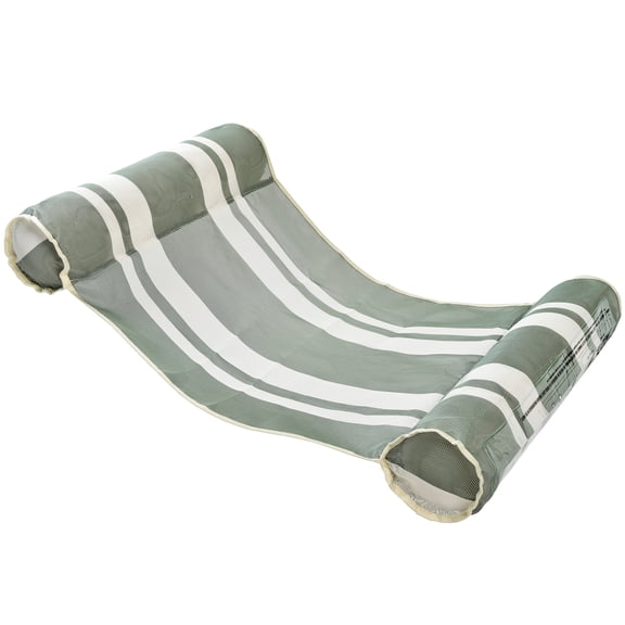 Sunnylife: Mesh Hammock Float - Seagrass Stripe - Green, Inflatable Side Bolsters, Mesh Bottom, Lay & Sit Pool & Water Lounger, 175lb Cap, Teen-Adult