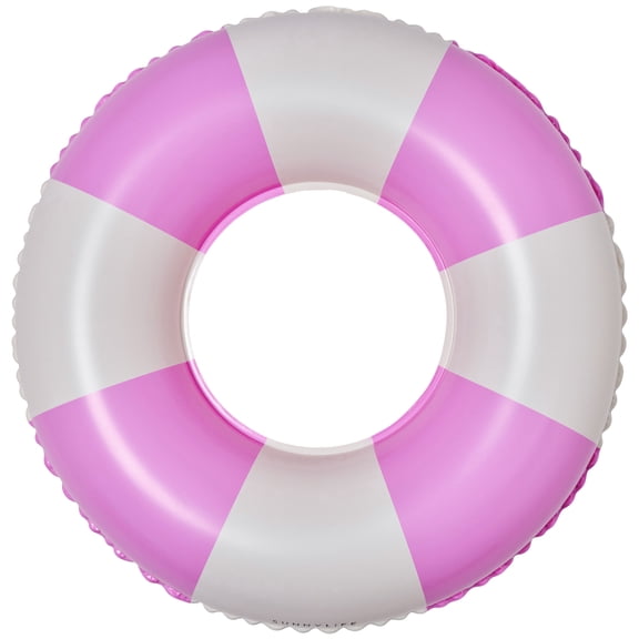 Sunnylife: Mini Tube Pool Ring - Zest Magenta Stripe - 22" Round Inflatable Water Float, Beach & Swimming Play Accessory, Lounge, 66lb Cap, Kids 3+