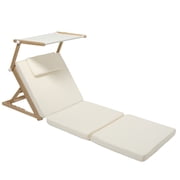 Sunnylife Pool House Daybed - Casa Cream - Beach-Sand-Outdoor Seating, Wood Frame, Sun Shade, Removable Fabric Cover, 4 Adjustable Recline Settings