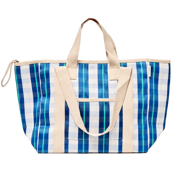 Sunnylife: Recycled Nylon Cooler Tote - La Mer Blue Neon Stripe - 6 Gallon, 23x7x13" Zip Bag, Insulates Hot & Cold, Food & Drinks, Beach-Pool-Picnic