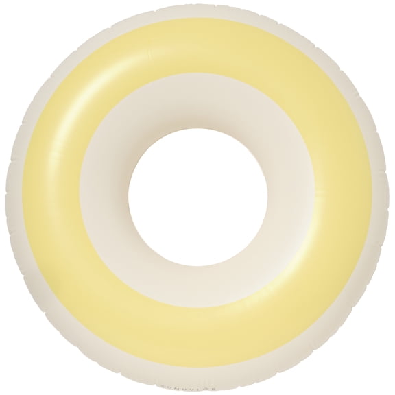 Sunnylife: Tube Pool Ring - Butter Yellow & Cream - 41" Round Inflatable Float, Water & Beach Play, Durable Lounge, 220lb Cap, Kids-Teens-Adults 6+