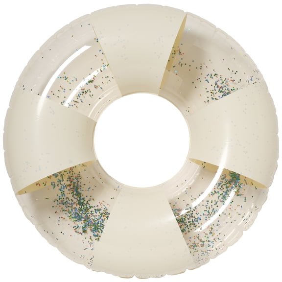 Sunnylife: Tube Pool Ring - Cotton Candy - Clear & Glitter Stripe, 41" Round Inflatable Float, Water-Beach Play Lounger, 220lb Cap, Kid-Teen-Adult 6+