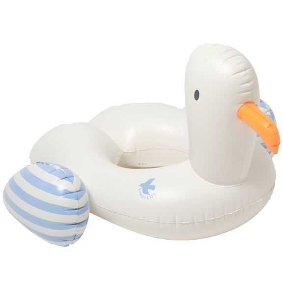 Sunnylife: Tube Pool Ring - Sammy the Seagull - Blue & White Stripe, Inflatable Bird-Shaped Float, Split Entry-Exit Tube, Water & Beach Play, Kids 3+