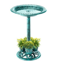Sunnyroad Outdoor Bird Bath Pedestal Fountain Garden Decoration w/ 4 Flower Planters