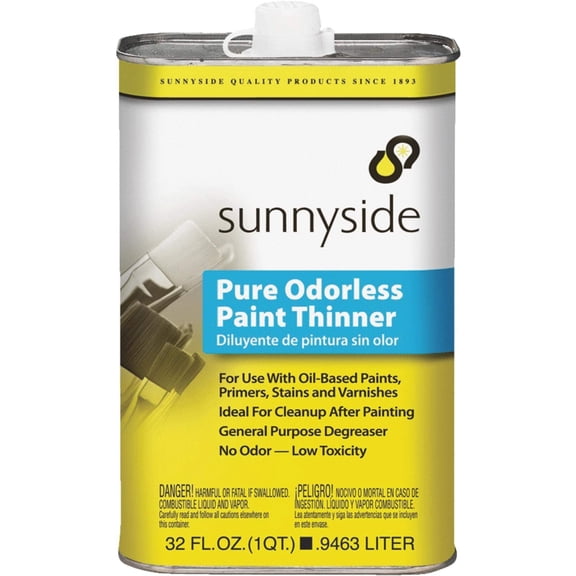 Sunnyside Pure Odorless Paint Thinner - Low Odor Mineral Spirits - Quart