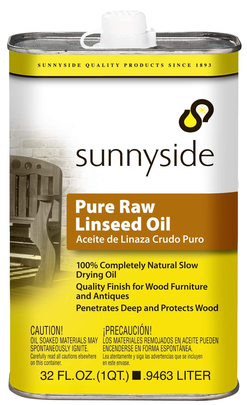 Sunnyside Corporation 87332, Pure Raw Linseed Oil for Wood, Quart