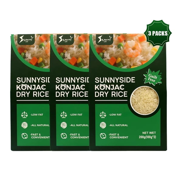 Sunnyside Konjac Dry Rice 2 Pack – Low-Carb, Chewy Rice Substitute – Vegan, Keto & Paleo-Friendly – Zero Sugar, Gluten-Free, Low-Calorie