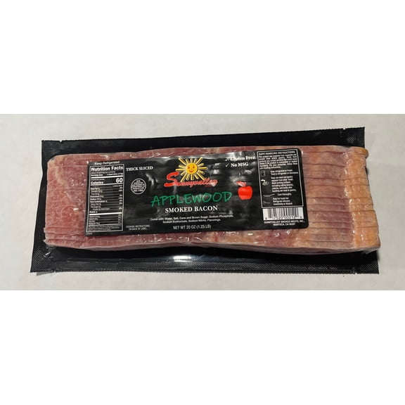 Sunnyvalley Fresh Applewood Smoked Bacon, 20 oz, Vacuum Sealed in Plastic, Ready to Cook
