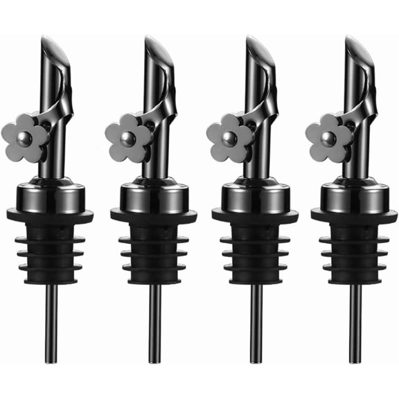Sunnyway 4 Pcs Olive Oil Dispenser Spout, Stainless Steel Oil Pour Spouts Replacement with Leak-Proof Design Bottle Pourers for Liquids, Olive Oil, Wine, and Vinegar with Auto Flip Feature (Black)