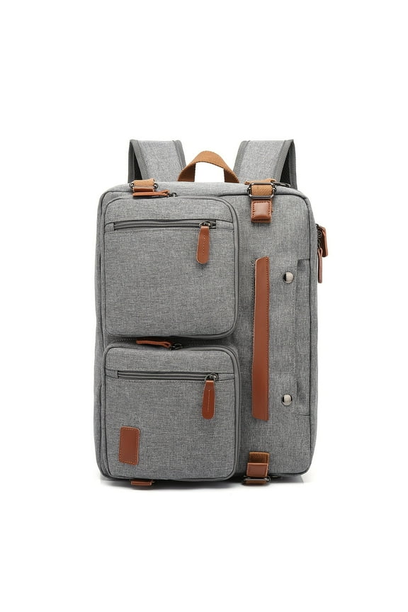 CoolBell 3-in-1 Laptop Backpack for Men - 17.3 Inch Convertible Computer Bag with Multiple Compartments, Gray Nylon & Work Briefcase for Business Professionals