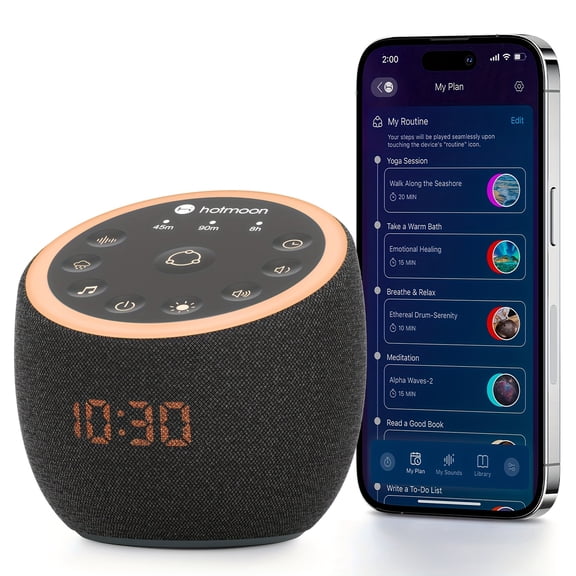 Sunnyway Pro 2.0 Smart Sound Machine, 388 Soothing Sounds & App Control, Sleep Timer Night Light for Home Office Yoga Meditation Gift