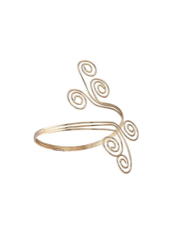 Gold Egyptian Arm Cuff Bracelet for Women, Greek Roman Style Snake Coil Armlet for Costumes