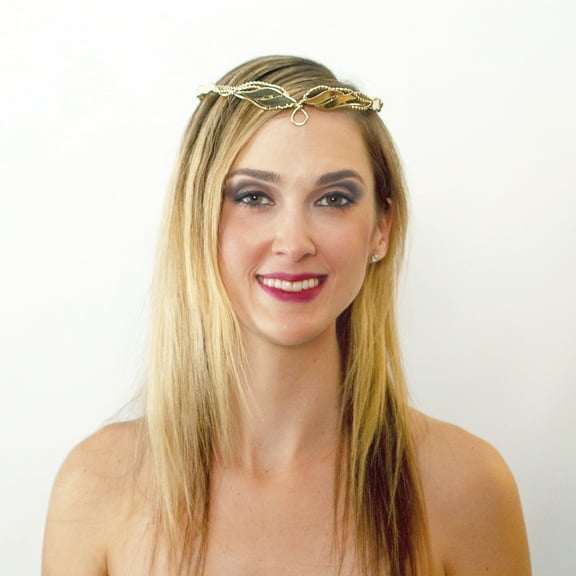 Sunnywood Golden Leaf Laurel Wreath Crown Fantasy Headpiece for Elven, Roman Goddess, and Renaissance Cosplay